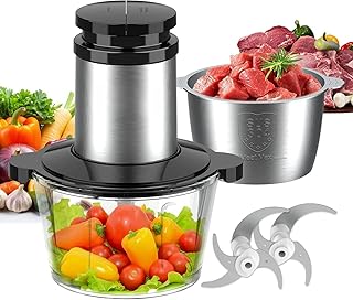 Powerful 500W Electric Food Processor & Meat Grinder With Two 8-Cup Stainless Steel Bowls For Efficient Kitchen Prep