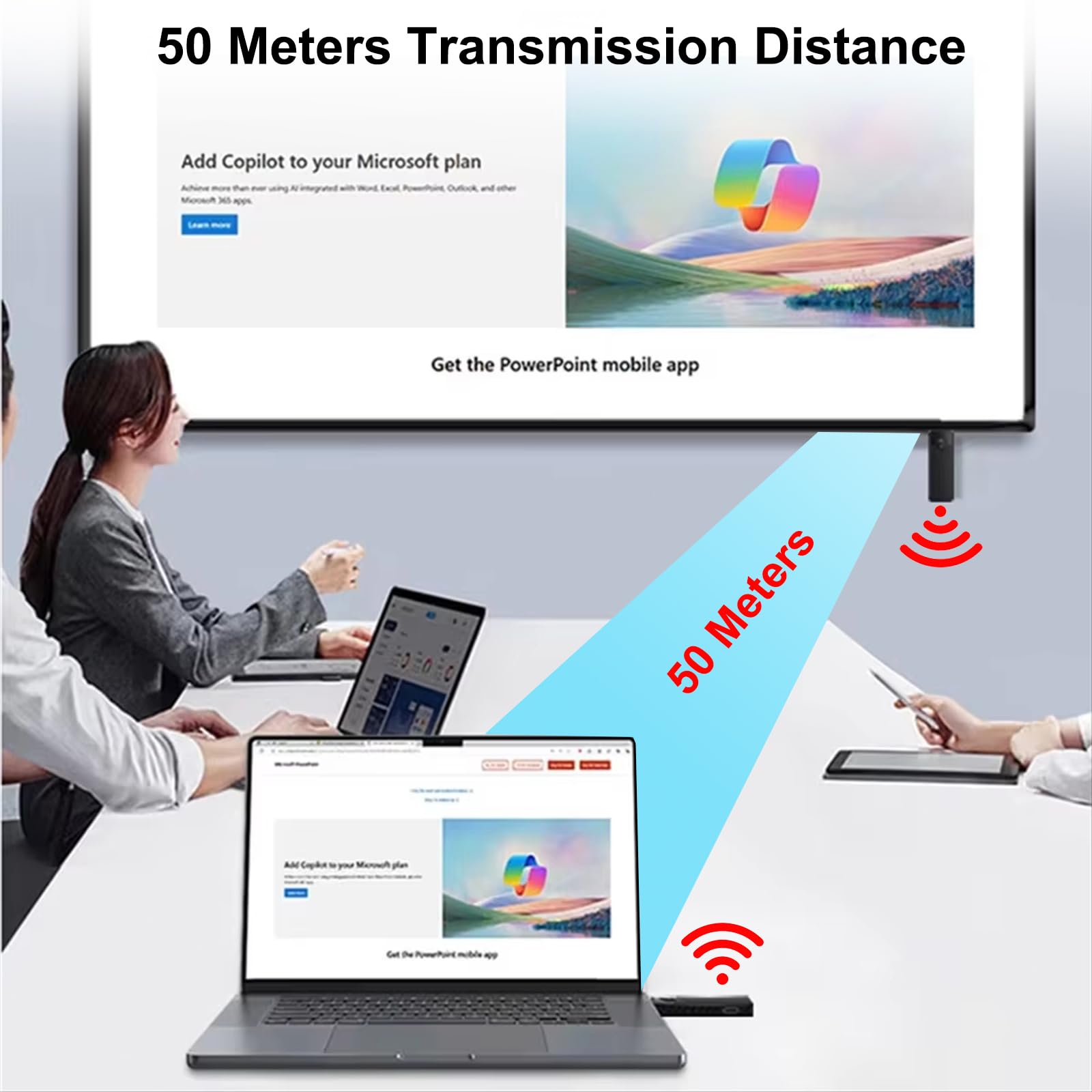 Trasmettitore e Ricevitore HDMI Wireless, Estensore HDMI 165FT/50M, Decodifica 4K Uscita 1080P, Portatile Plug&Play 5G+2.4G per Streaming Video e Audio a Monitor da Laptop/PC/TV Box