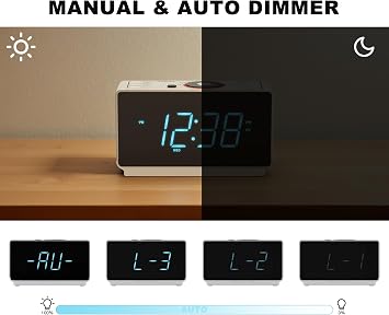 iTOMA Alarm Clock Radio with Bluetooth Speaker, FM Radio and Dual Alarm | Large LED Display, USB Charging Port, Adjustable Brightness, Snooze, Two-Level Night Light, Sleep Timer, Auto Time Setting
