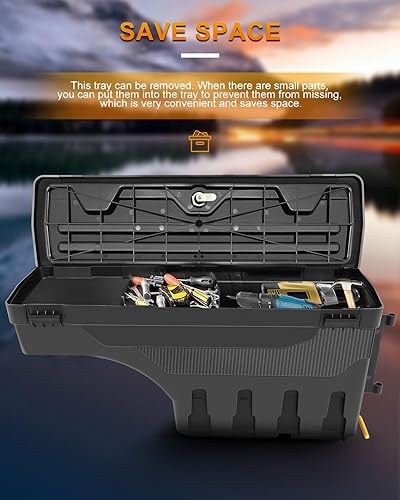 Miniatura 4 de ROADFAR Caja de almacenamiento de caja de almacenamiento de caja de camión del lado derecho del pasajero para Ford para F-150 1997-2014 Tapa con