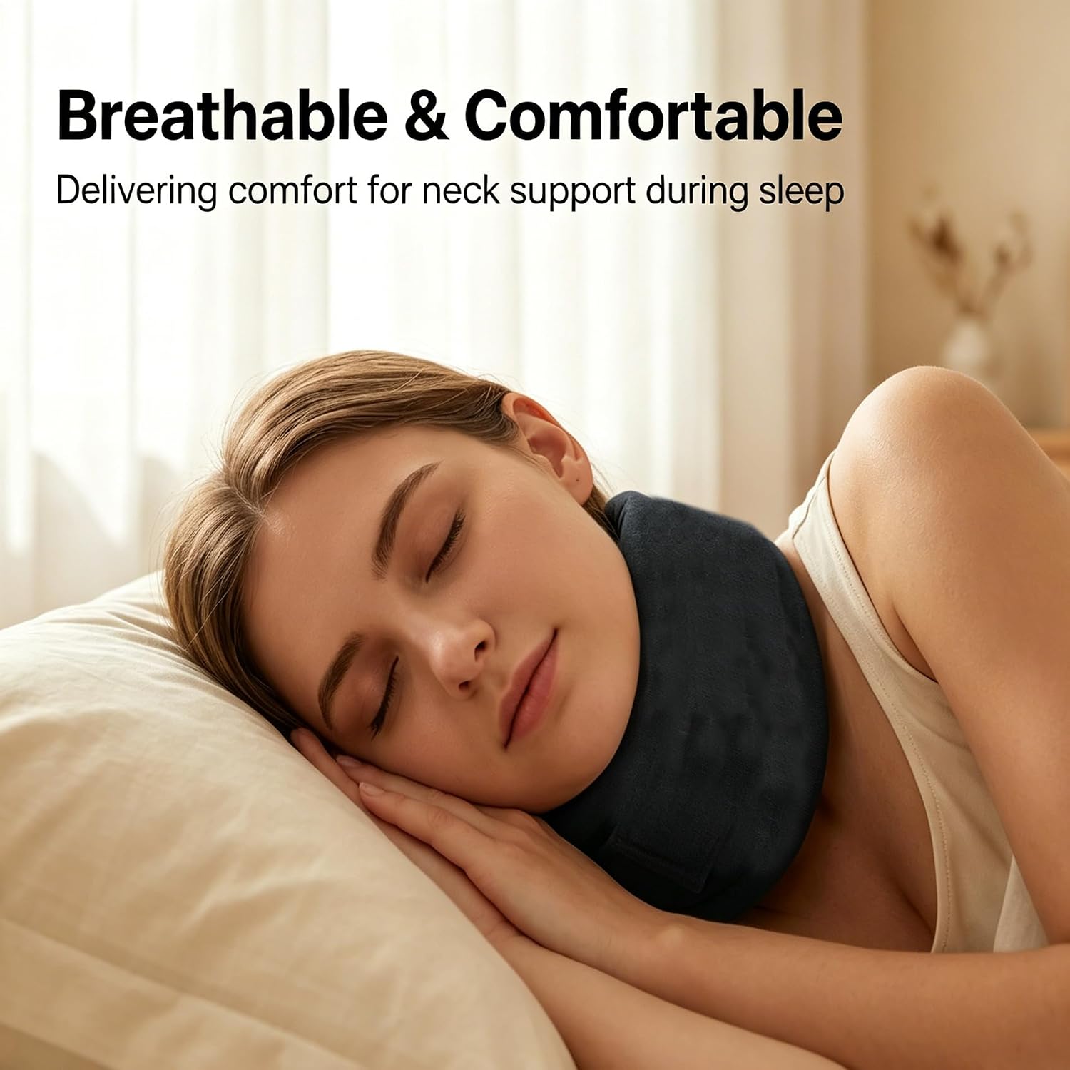 2 Pack Dust Cover Sleeve for Neck Brace, Cervical Collar, Comfortable for Sleeping, Working, Breathable Sweat-Absorbent, Black image 2