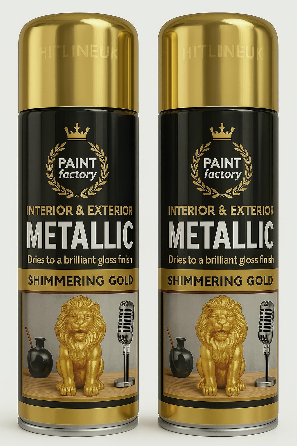 2 x Metallic Shimmering Gold Spray Paint Interior & Exterior Aerosol Can 400ml