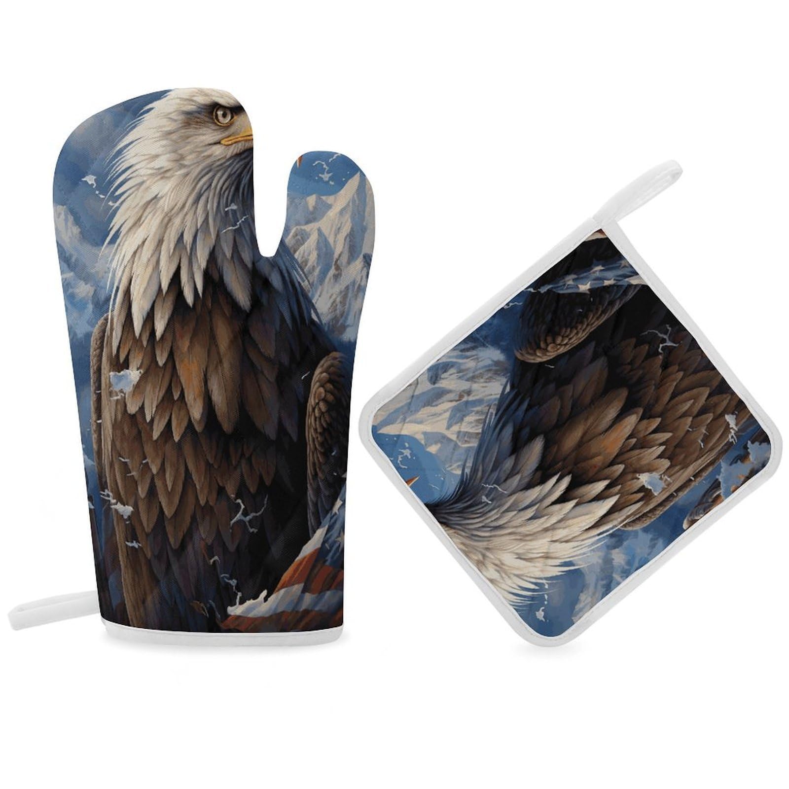 Eagle Oven Mitt Thick Substantial Heat Insulation Gloves Soft Skin-Friendly Temperature Resistant Oven Mitts for Cooking Lover Cooks