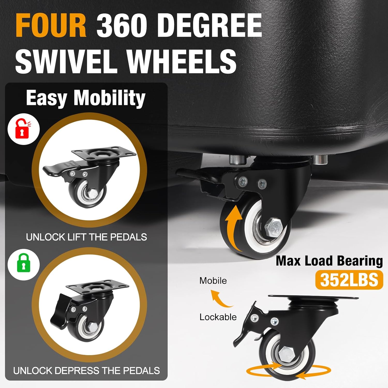 Umbrella Base Outdoor Patio Umbrella Stand with Wheels Fillable 125lb Heavy Duty Mobile Base Weighted Rolling Stand - Black