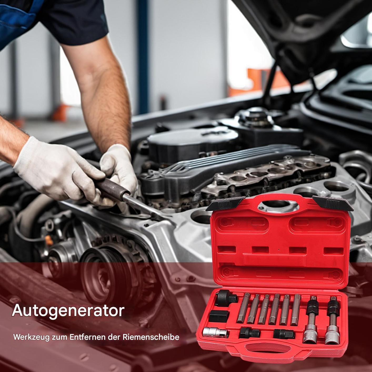Extractor De Poleas Extractor manual ajustable antideslizante | Instalador Polea Coche Para Taller, Motor, Vehículos Y Camiones, Reemplazo Y Extracción Correa Del Alternador