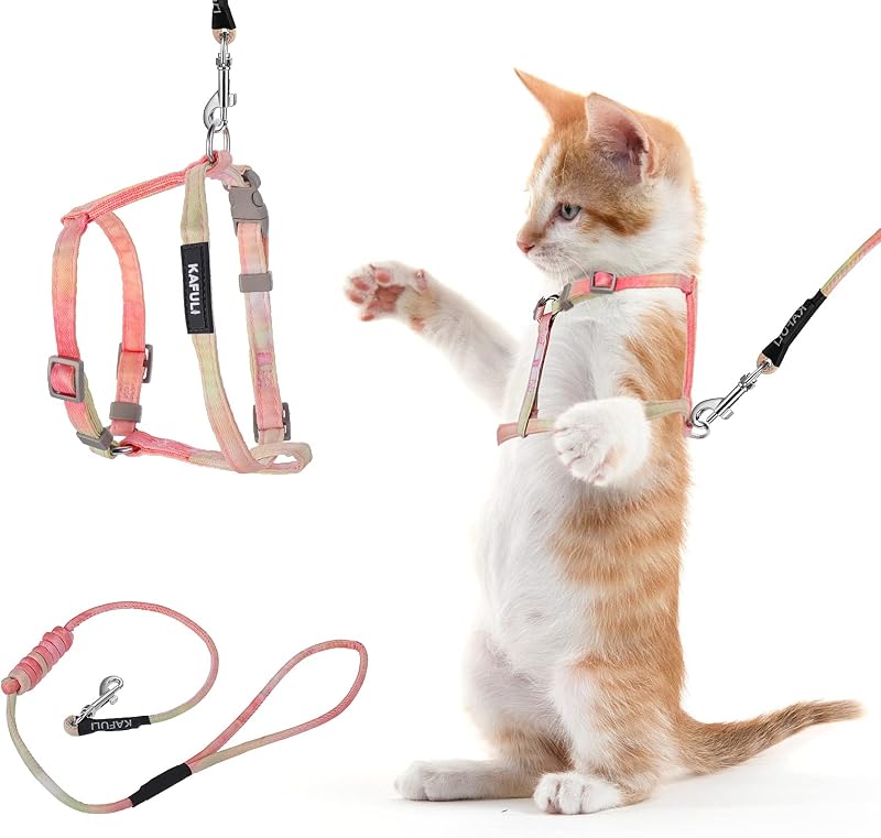 Peitoral Ajustável para Gatos com Guia e Coleira TIESOME, Kit Degradê