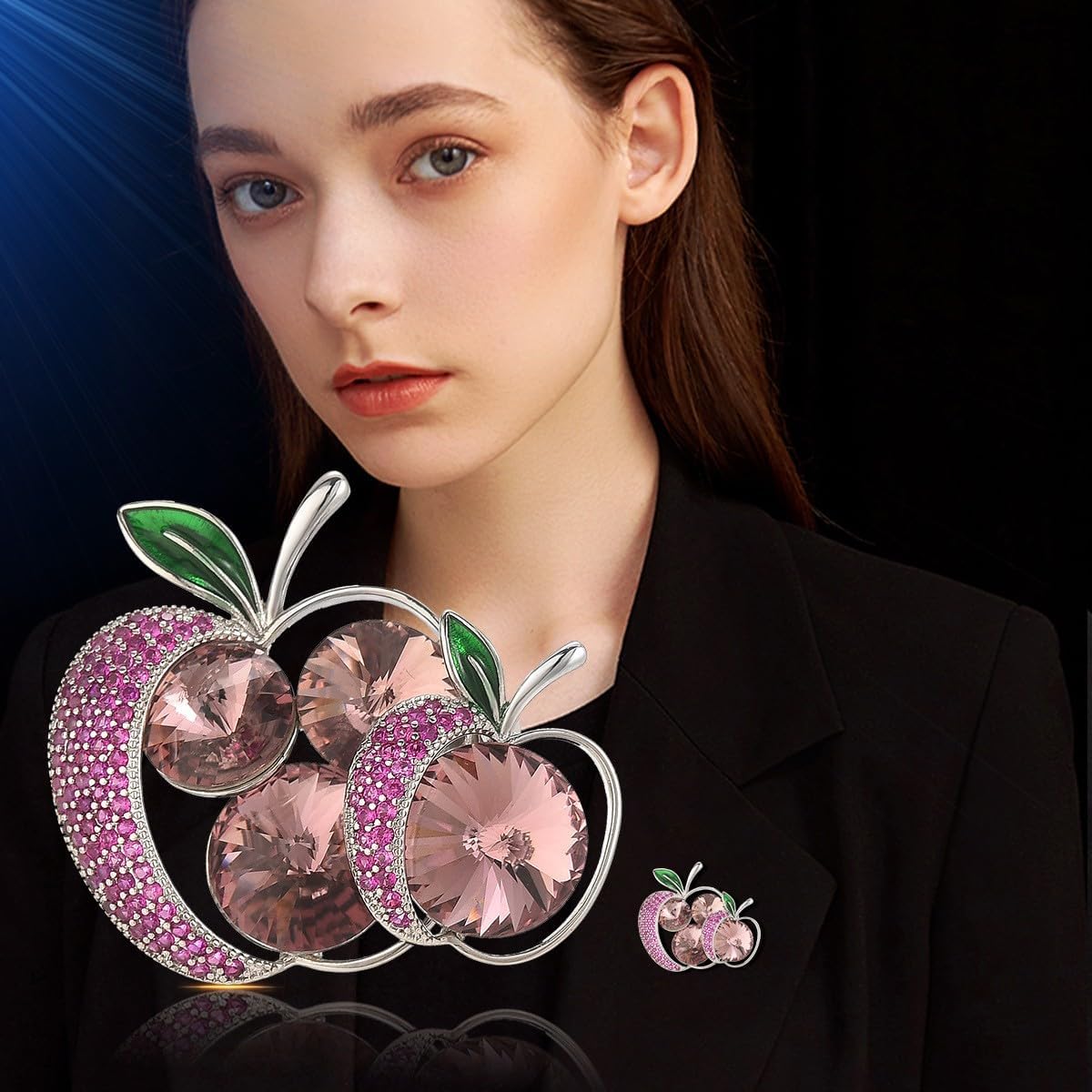Fruit Brooch Austrian Crystal Rhinestone Brooch 18K Gold Plated Birthstone Lapel Pin Jewelry Birthday Gifts for Women Men image 3