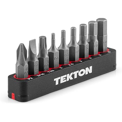 TEKTON 1/4 Inch Bicycle Bit Set with Rail, 9-Piece (#2, 3/16 in., T25, 2-6 mm) | DZZ93003