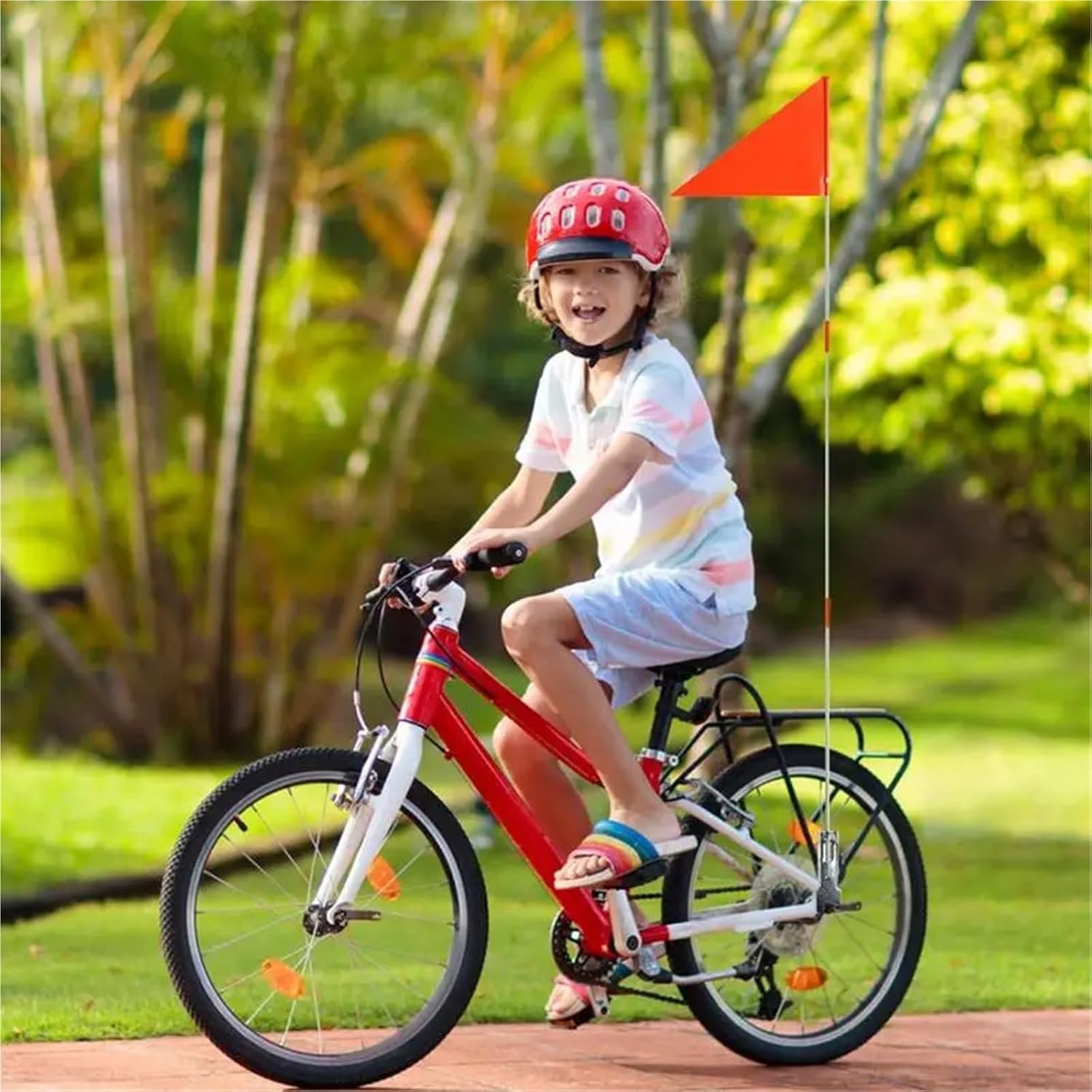 Warning Flag 2/6sets Bike Safety Flags Go Cart Water Resistant With Poles Bike Reusable Safety Flag For UTV Trailer Kayaking For Bicycles Trailers Wheelchairs(6sets)