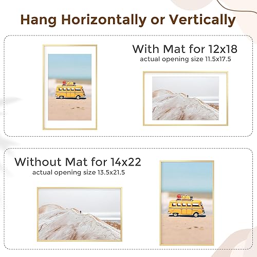 Miniatura 448 de Fun Memories Portarretratos de metal de 16 x 20 pulgadas con paspartú de 11 x 14 pulgadas, acabado de aluminio cepillado, parte delantera de vidrio