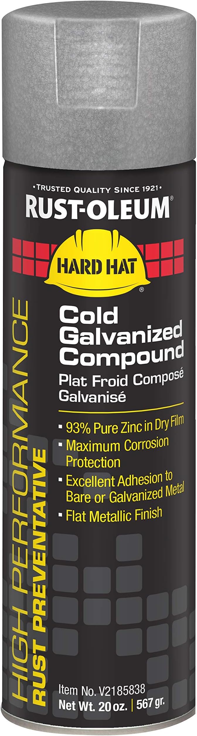 Rust-Oleum V2185838 V2100 High Performance System Compound Cold Galvanizing Spray Paint, 20-Ounce