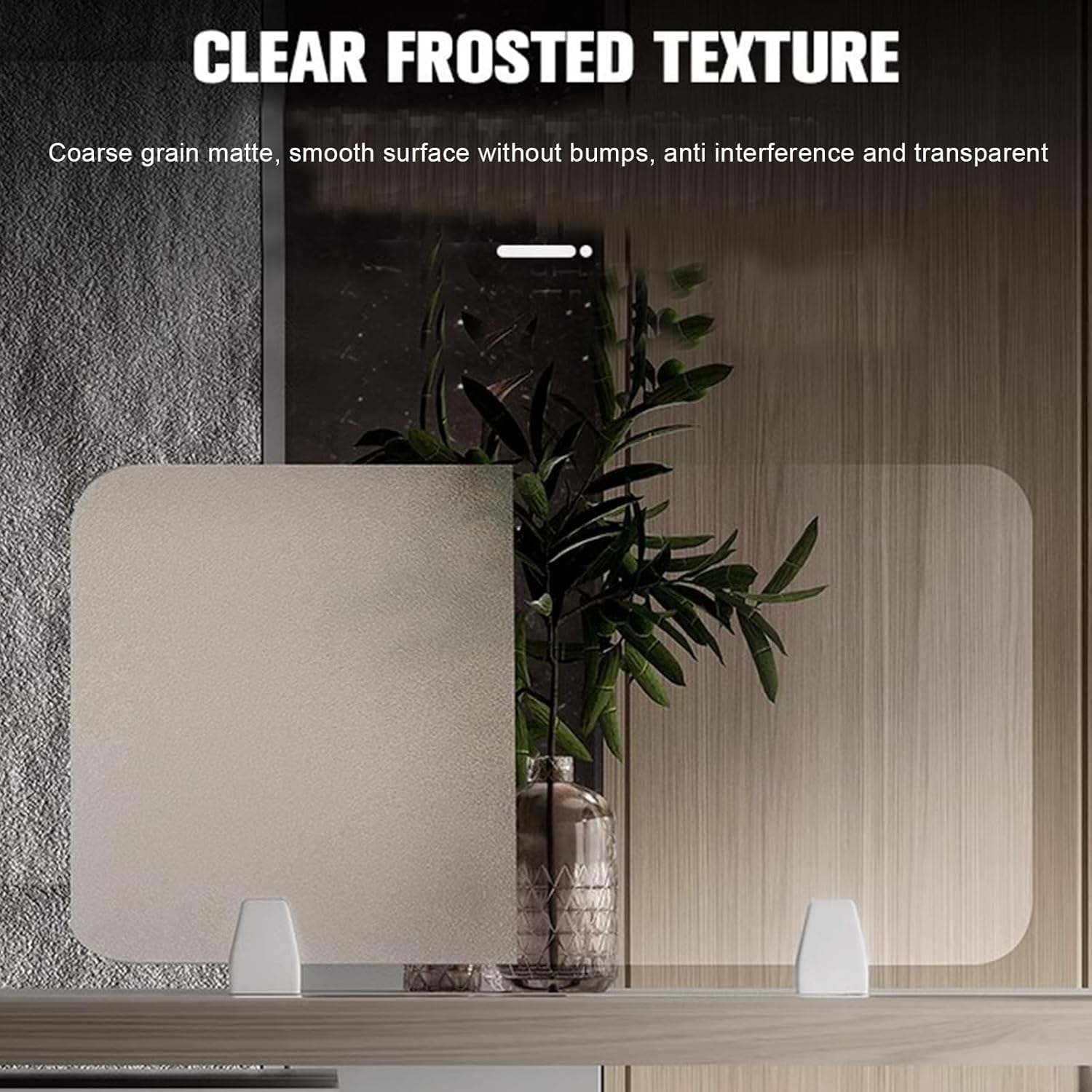 Portable Acrylic Privacy Screen - Free Standing Desk Divider for Home & Office - Visual Distractions Panel for Table Top Workstation & Partition Solutions