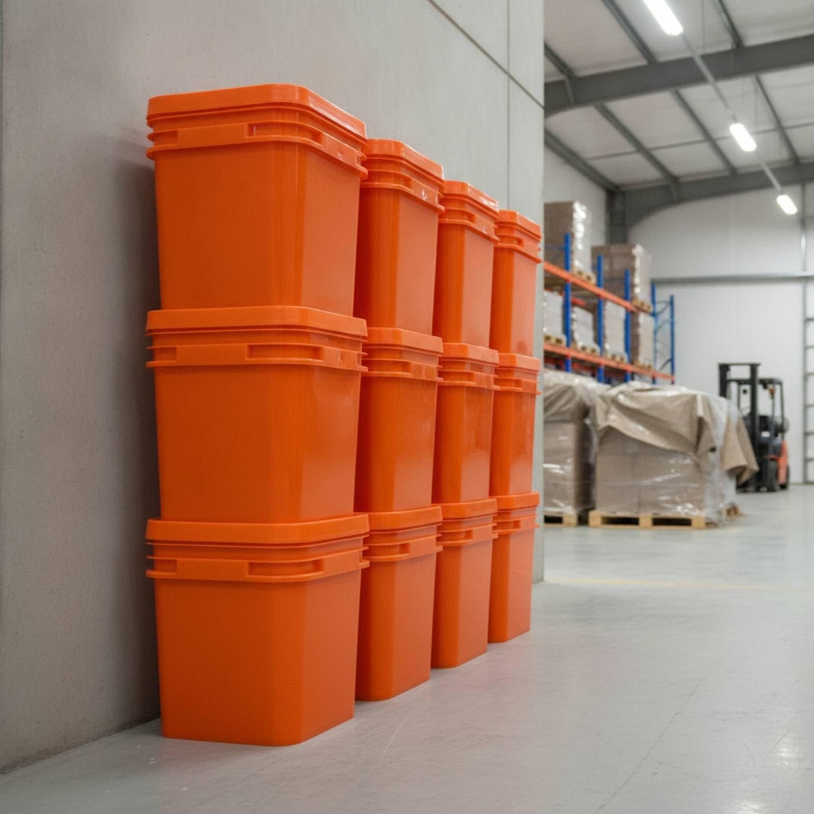 Auslaufsich eckig, Orange, 25 Liter