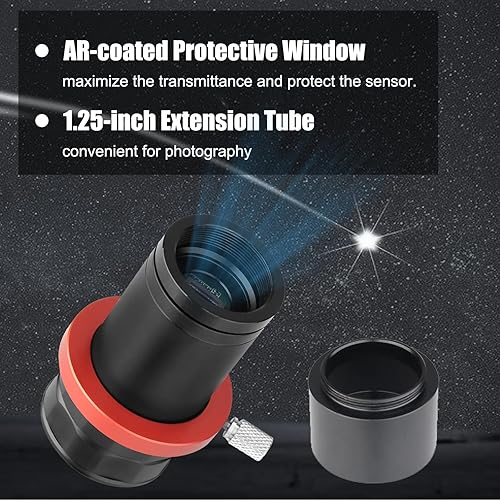 Miniatura 4 de SVBONY Cámara guía SV905C, sensor CMOS de 1.23MP, cámara de astrofotografía USB2.0 de 1.25 pulgadas con revestimiento AR, para navegación autónoma y