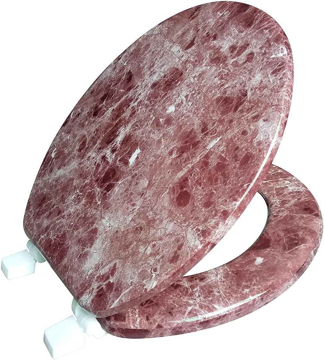 J&V Textiles Round Toilet Seat With Easy Clean & Change Hinge (Burgundy