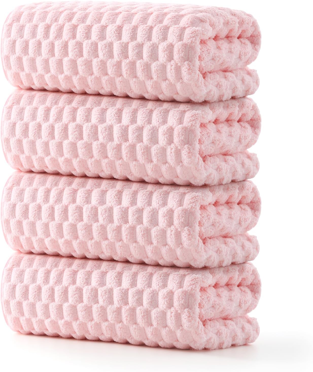 Asciugamani da bagno in microfibra rosa da 4 pezzi - Set asciugamani extra large per bagno, set di asciugamani super assorbenti di 4 Lagre, asciugamano da bagno rapido per spa, palestra, viaggio, senza lanugine, ultra morbido