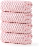 REDKISS 4 Pack Pink Microfiber Bath Towels - Extra Large Waffle Towels Set for Bathroom, Super Absorbent Towel Set of 4 Lagre, Quick Dry Bathroom Towel for Spa, Gym,Travel, Lint Free, Ultra Soft
