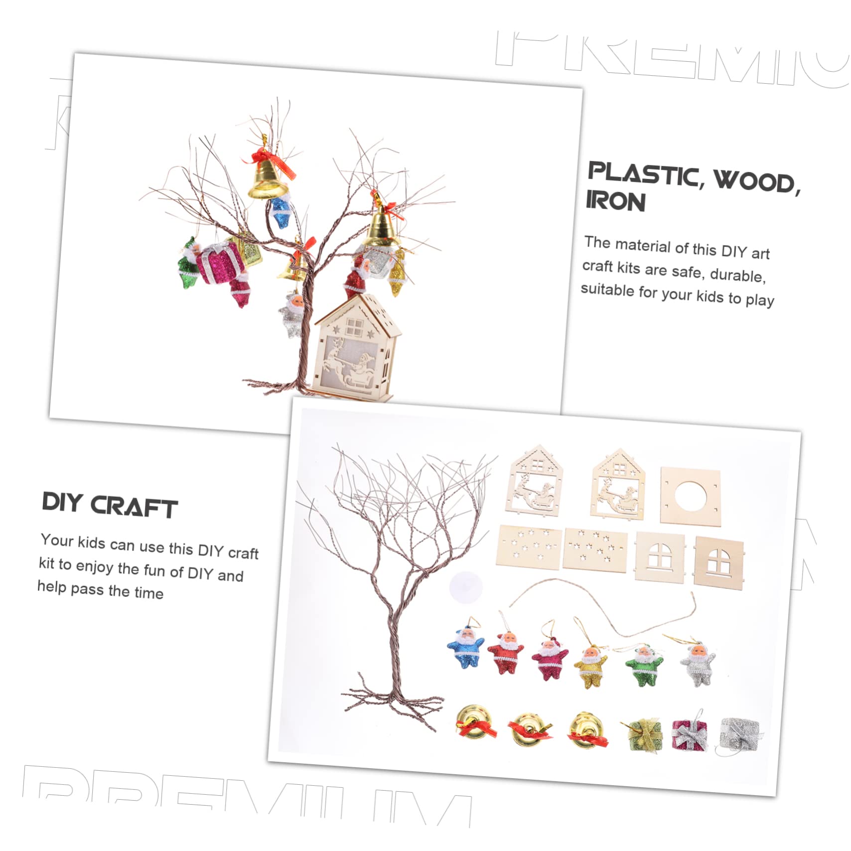 Cabilock 2 Set Pacchetto materiale natalizio decorazioni natalizie kit bambini ramoscello artificiale di Natale Artigianato fai da te materiali natalizi fai da te plastica