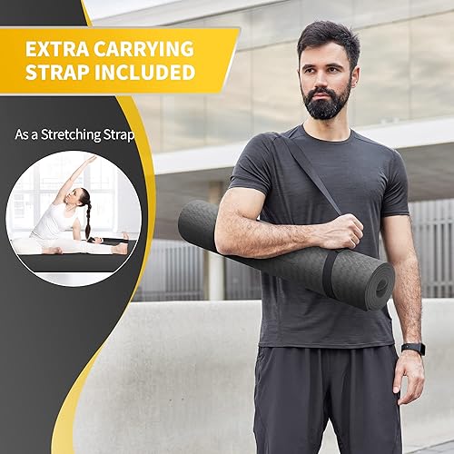 Miniatura 7 de CAMBIVO Tapete de yoga extra ancho para mujeres y hombres (72"84" x 32" x 14") Tapete de entrenamiento TPE antideslizante grande para yoga, pilates,