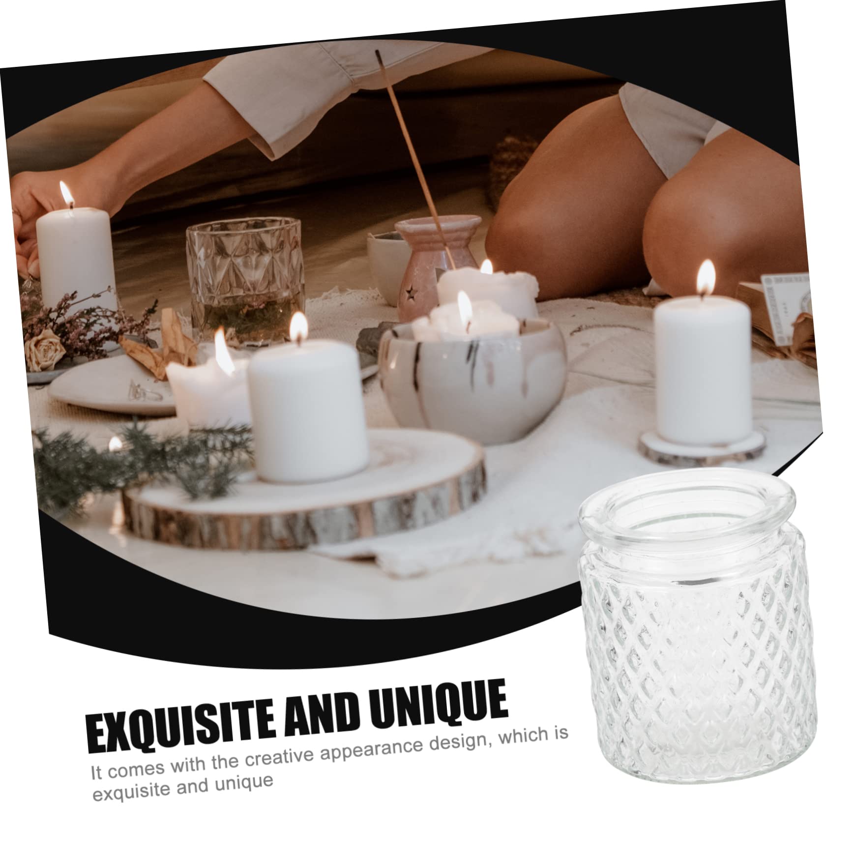 Gatuida Barattoli in Vetro Trasparente per Candele 280ml, Set da 3 Contenitori Artigianali da Tavolo, Decorazione Romantica per Camera da Letto, Soggiorno e Bar, Resistente