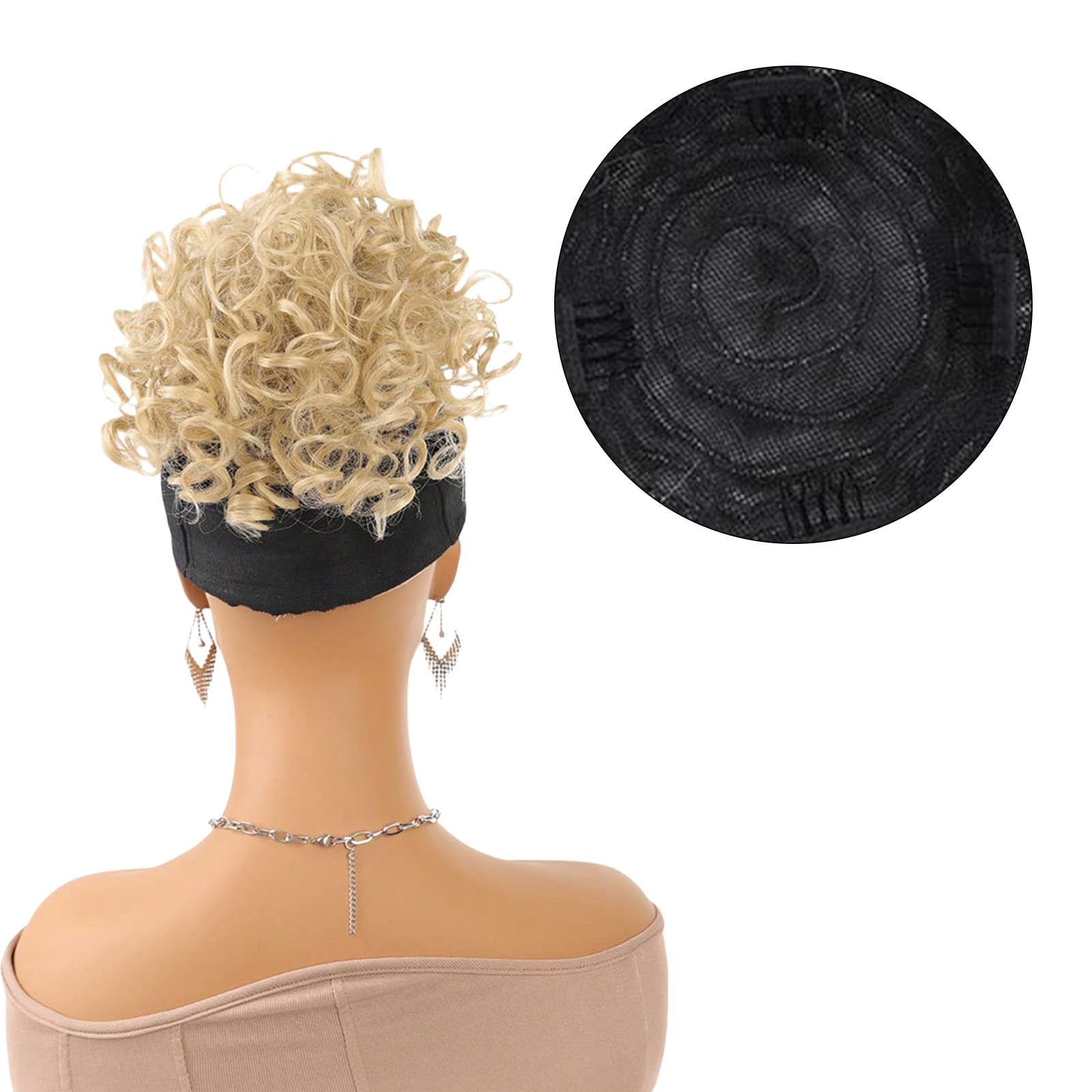 Messy Bun, Short Curly Drawstring ,Extension Loose Bun Hair ,Pieces for Women High Temperature Synthetic Bun Extension 60g Black (24-613) - Image 2