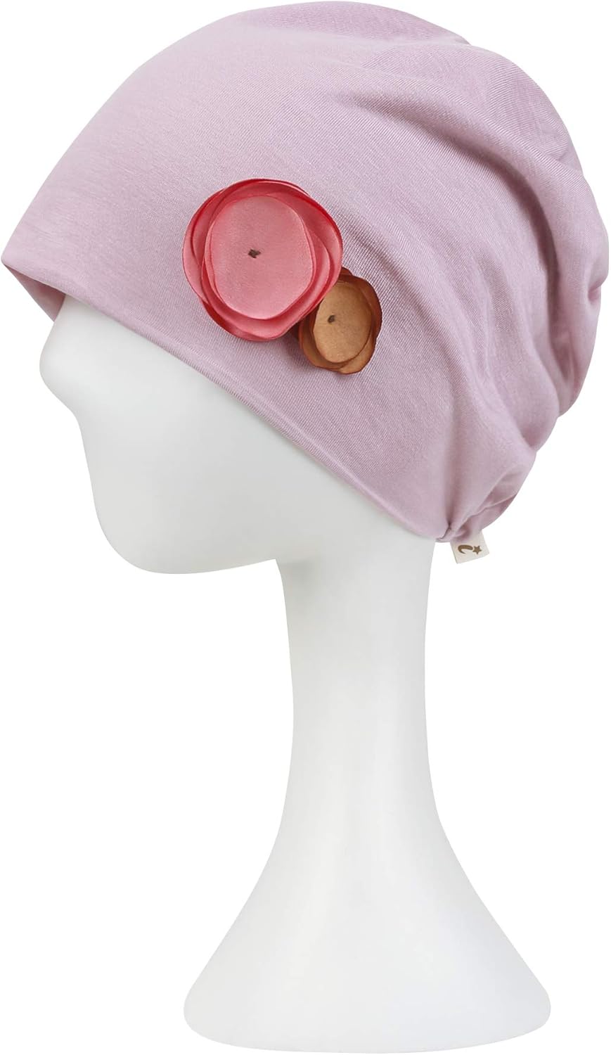 ililily Tencel Lyocell Flower Trim Chemo Hair Loss Beanie Ultra Soft Stretchable Head Cover Sleep Hat