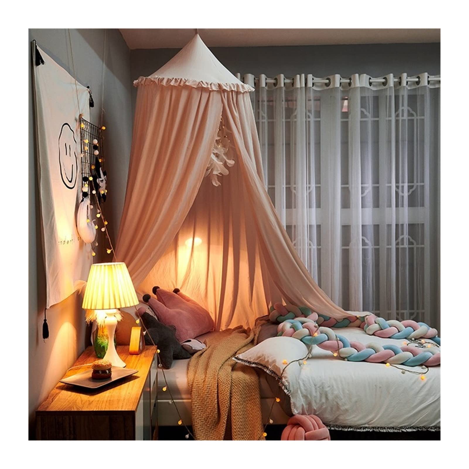 Tenda a baldacchino per Bambini Tenda per Letto a baldacchino per Culla Tenda per Letto in Tessuto ombreggiante Tenda per Letto a baldacchino per Principessa Hung Dome con Lettino in Pizzo Decor