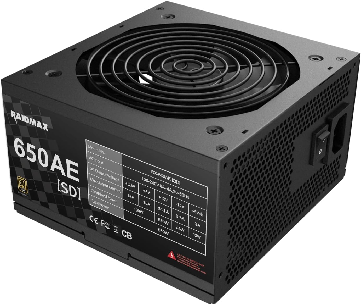 RAIDMAX RX-AESD Series Power Supply, ATX 3.1 & PCIe Gen 5 Ready, SI OEM Direct Cable Version, 80+ Gold, Brown Box Packaging, Reliable PSU for NVIDIA RTX 50 & AMD RX 90 Series (650, Watts)