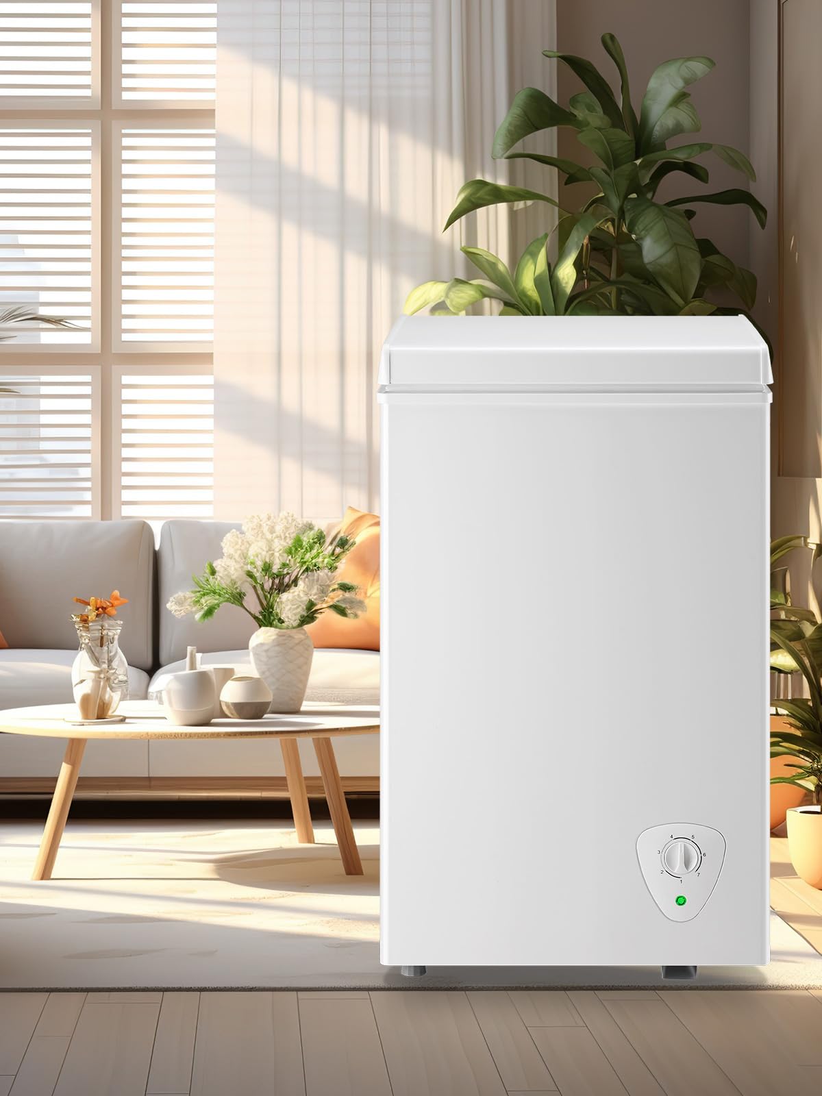 Chest Freezer Small Deep Freezer White 2.2 Cu.Ft Free-Standing 7 Temperature Control And Removable Basket Open Deep Freezer Energy Saving Apartment Kitchen on Fridge.com - View 6