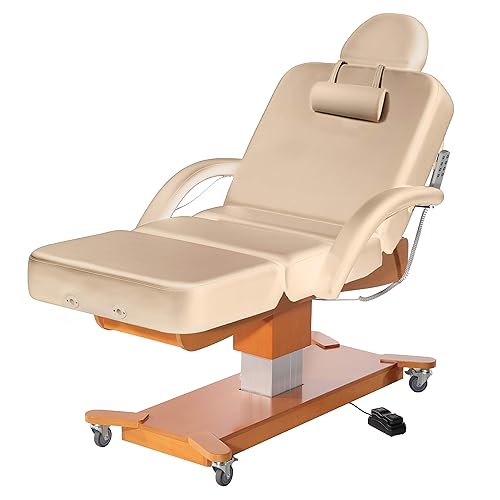 Master Massage Maxking Deluxe - Mesa fija de 4 secciones con elevador eléctrico para salón de spa, 30 pulgadas, color beige