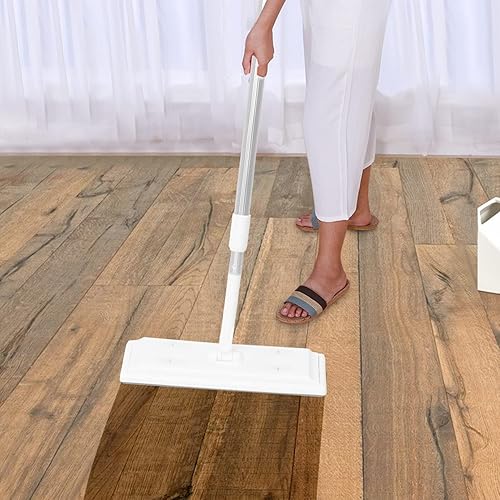 Yardwe Trapeadores limpiadores de suelos para limpieza de suelos, trapeador telescópico de 3 secciones con 100 piezas de trapeador de papel