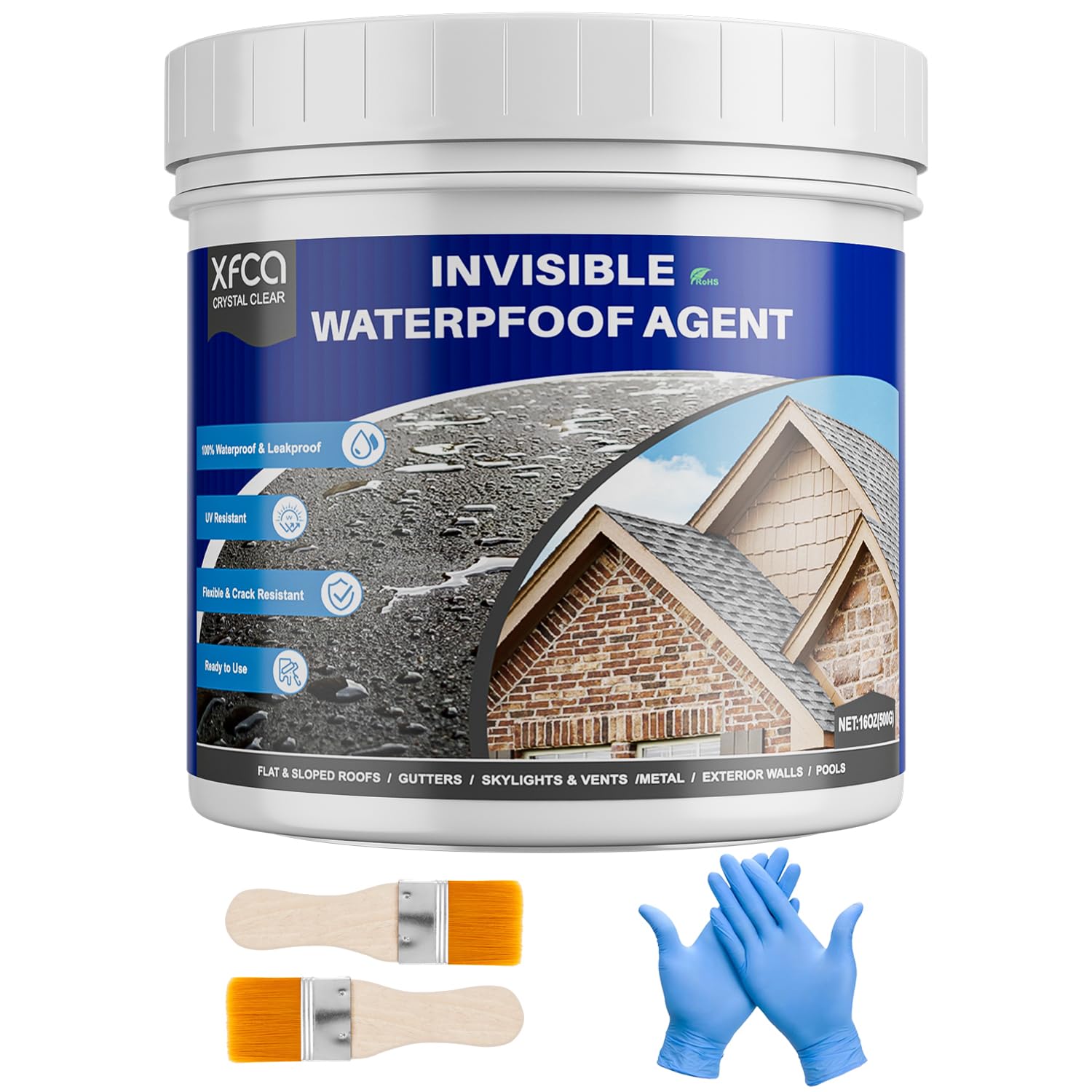 17oz Clear Transparent Waterproof Coating,Liquid Invisible Water Proof Agent for Roofs Walls,Garden,Bathroom,Kitchen Indoor & Outdoor Waterproof Sealant