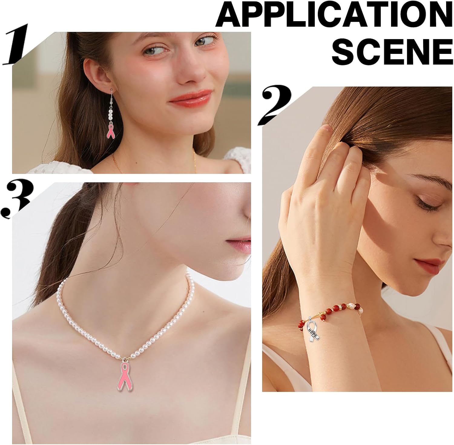 SUNNYCLUE 1 Box 100Pcs 2 Style Ribbon Charms Breast Cancer Awareness Charms Bulk Pink Silver Ribbon Breast Cancer Hope Pendants for Jewelry Making DIY Earrings Bracelet Necklace - Image 5