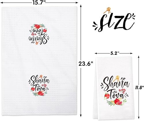 Miniatura 3 de Vansolinne Rosh Hashanah - Toallas de cocina Shana Tova, toalla de cocina Happy Rosh Hashanah para anfitriona, idea de regalo, fiesta, decoración