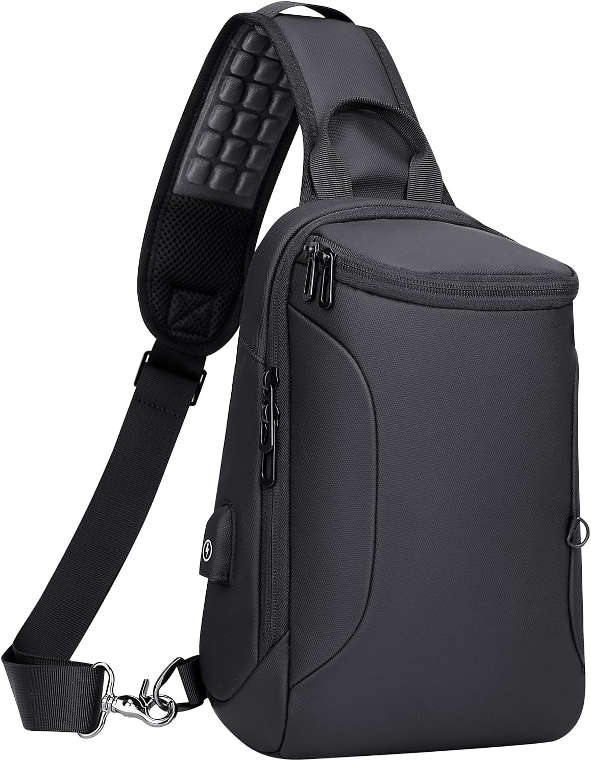 WITZMANSling Bag for Men with USB Charging Port Travel Crossbody Shoulder Bags Water-resistant Casual Daypack (BN005 Black)