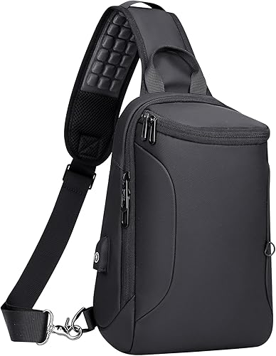 WITZMAN Bolso bandolera para hombre con puerto de carga USB, bolsa cruzada de viaje, resistente al agua, mochila casual