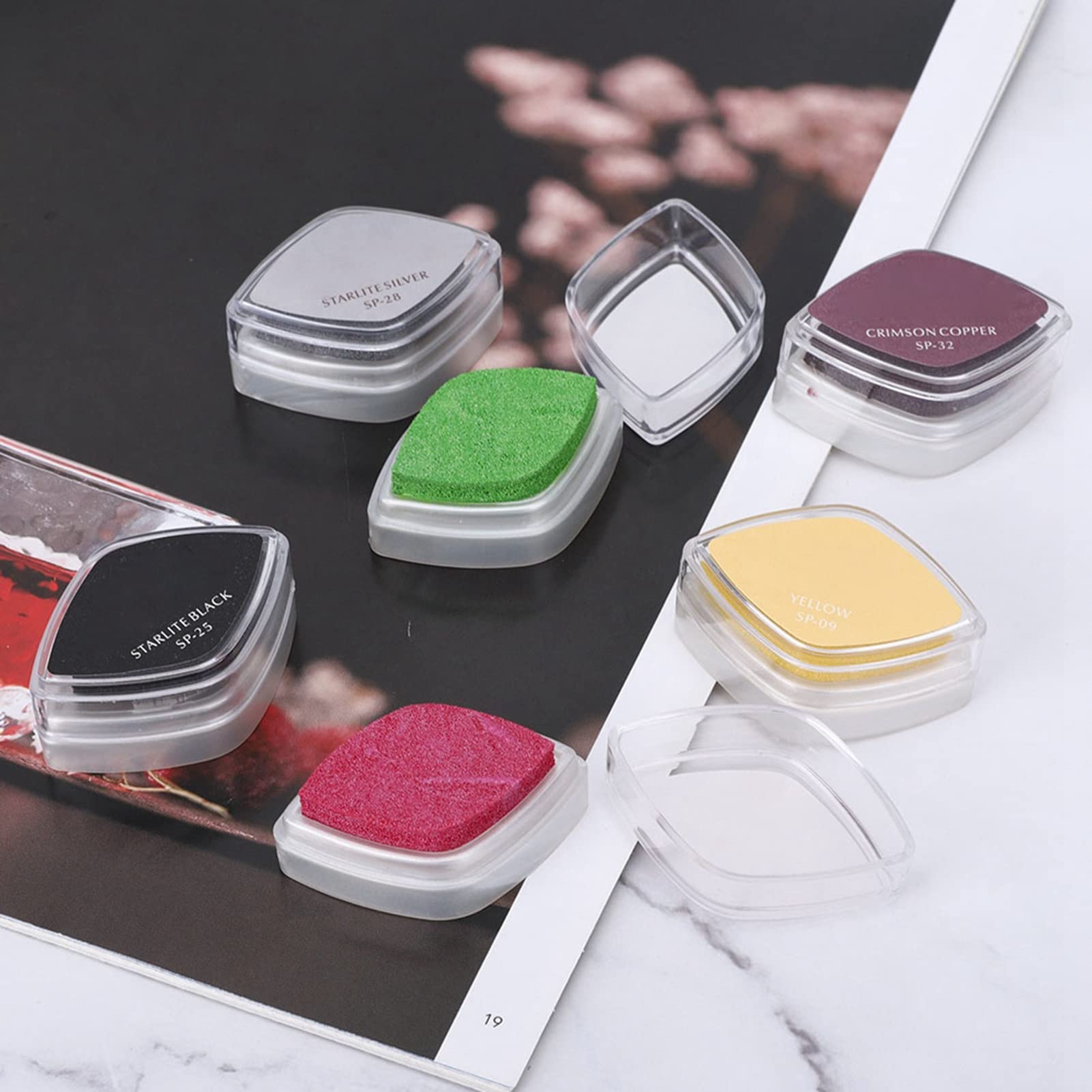 Tampone di inchiostro a 6 colori Tampone per timbro manuale a forma di occhi di gatto fai-da-te per molteplici scopi