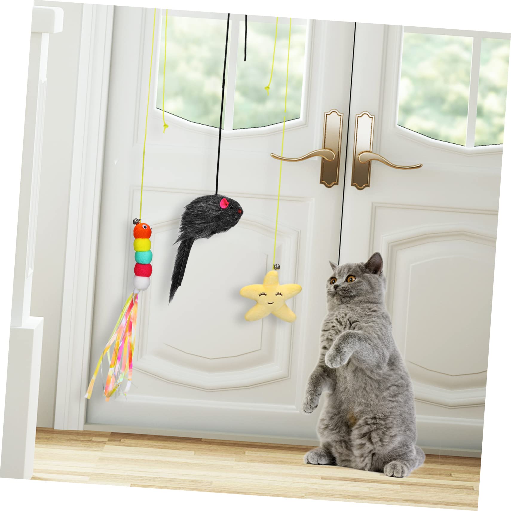 PRETYZOOM STK Hängendes Spielzeug Für Katzen Katze Hängendes Spielzeug Seilspielzeug Für Katzen Katzenspielzeug Tür Interaktives Katzenspielzeug Plüsch Wird Sich Bewegen Katzenseil