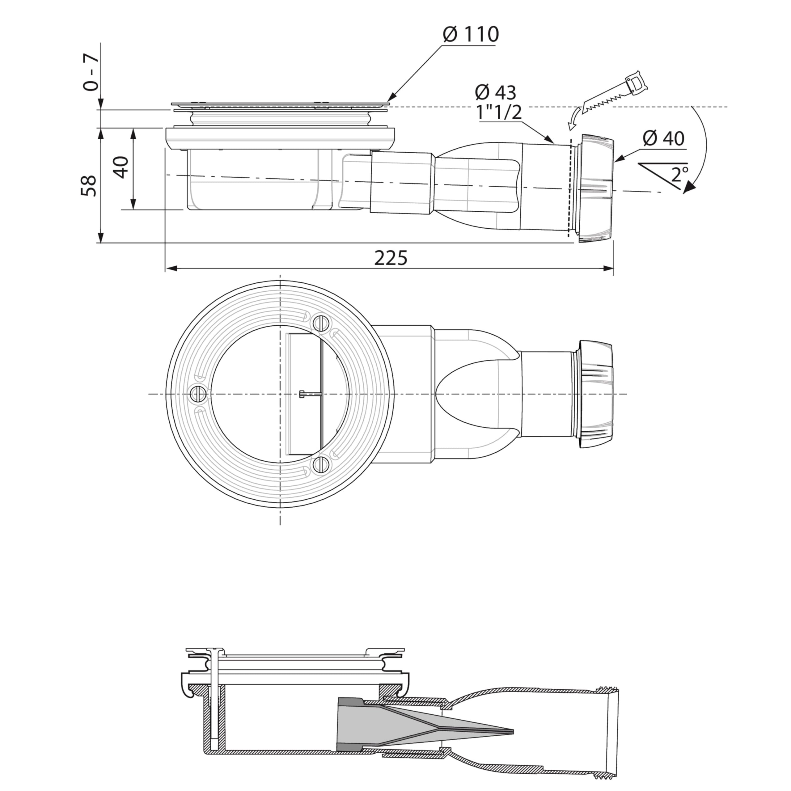 Wirquin 30722575 - Piletta per doccia extra piatta, senza cupola per piatti extra, colore: bianco