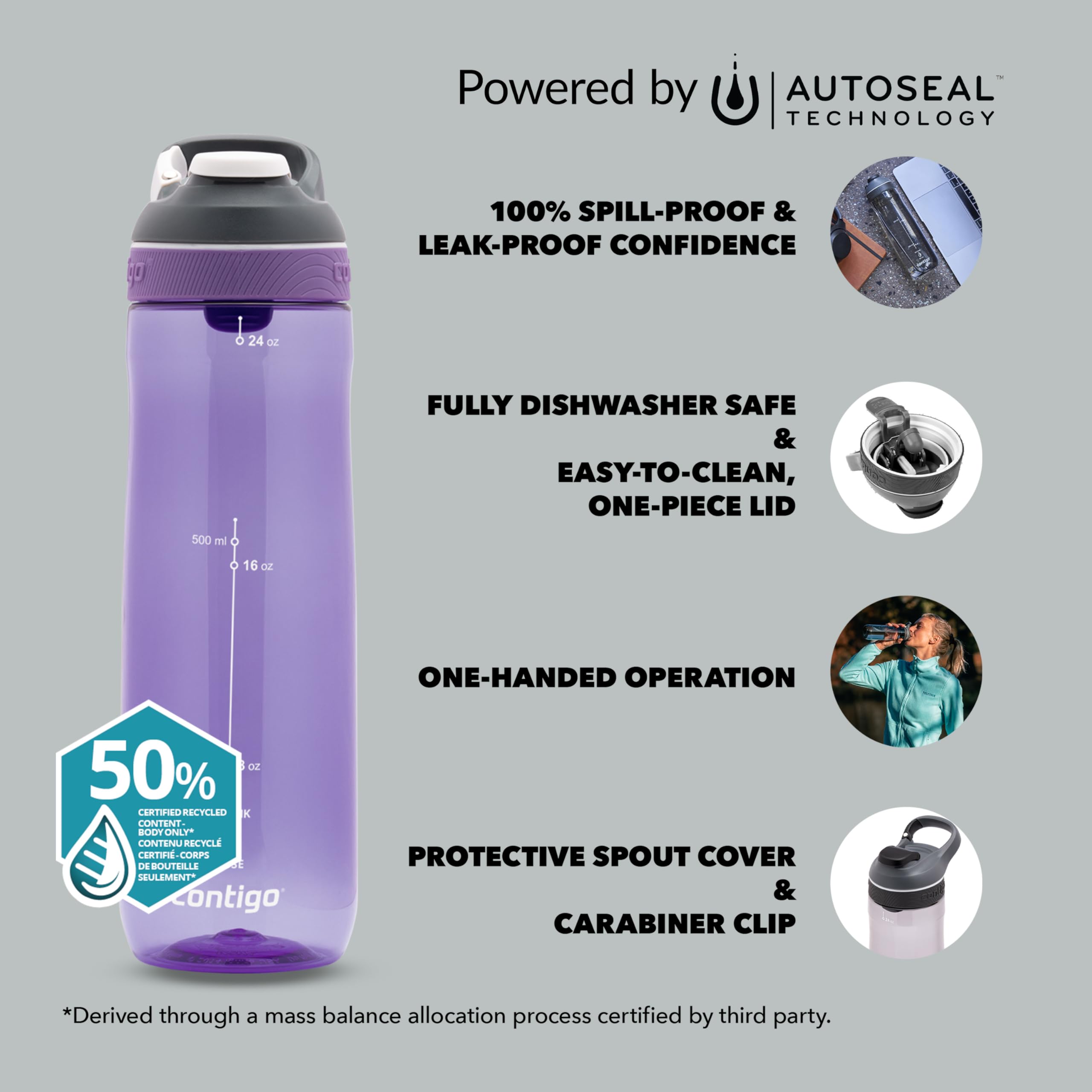 Contigo Cortland Autoseal Borraccia | Coperchio Automatico | 720 ml