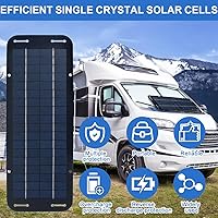 Vista 2 de Solar Panel Kit, 30w 12v Solar Trickle Charger, 14 X 5 inch Portable Solar Powered Charger Kit with 4 Suction Cups, High-Efficiency Car Battery