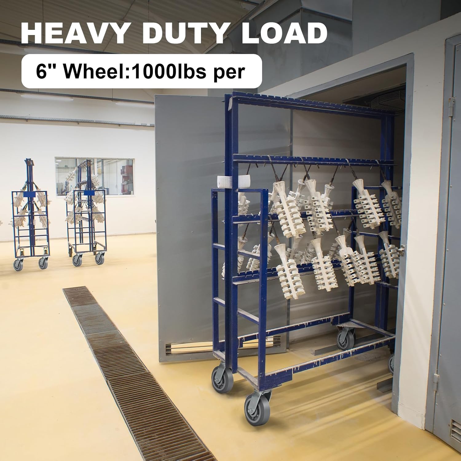 6" x 2" Heavy Duty Caster Wheels, 1/2" Bore Axle Industrial Rubber Wheels for Cart Hotel (20 Wheel)