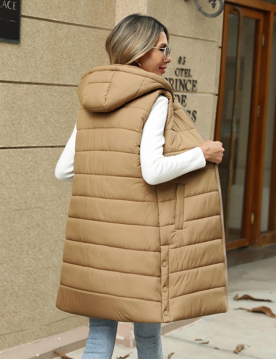 HEEKPEK Puffer Vest Women Long Hooded Sleeveless Zip Up Quilted Vests Outerwear Lightweight Puffy Jacket Fall Winter Coat - Image 7