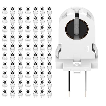 70-Pack JACKYLED Screw Type T8 Lamp Holder with Wires UL Non-shunted Tombstone Light Socket for LED Fluorescent Tube Replacements