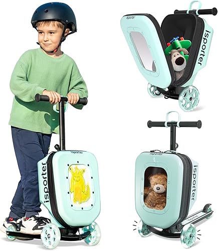 iSporter K3 - Patinetes de equipaje para niños de 2-5 o 3-5, scooter para niños y niñas de 2 años en adelante con ruedas iluminadas, plegable y