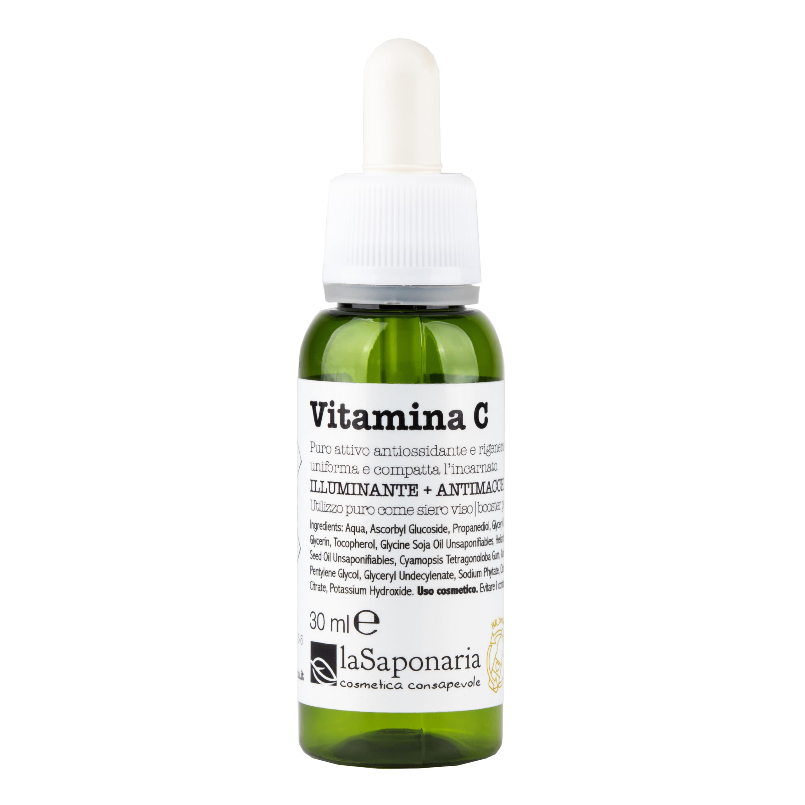 La Saponaria Vitamin C Face Serum, Brightening, Moisturiser, Antioxidant, Collagen, All Skin Types, Anti-Blemish, Dull Skin