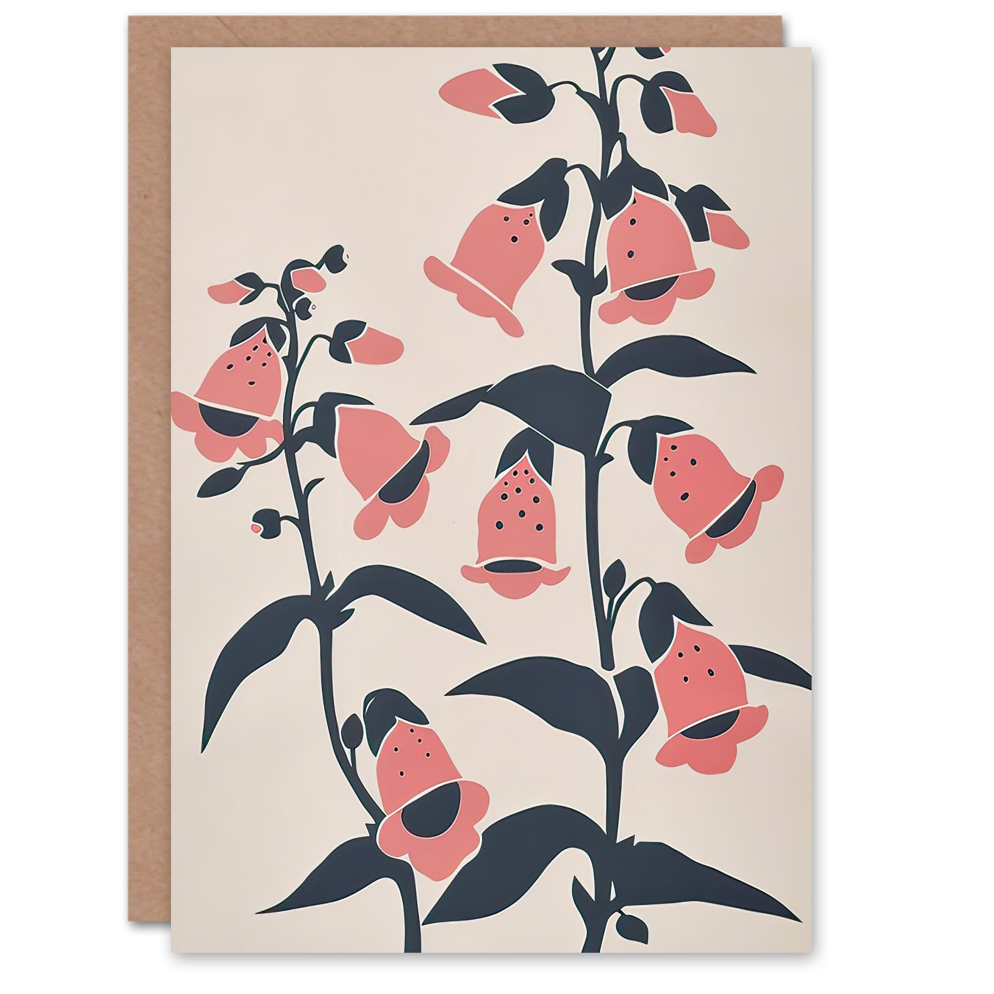 Artery8 Greeting Card Pink Foxglove Flowers Simple Bright Floral Design For Her Woman Birthday Card