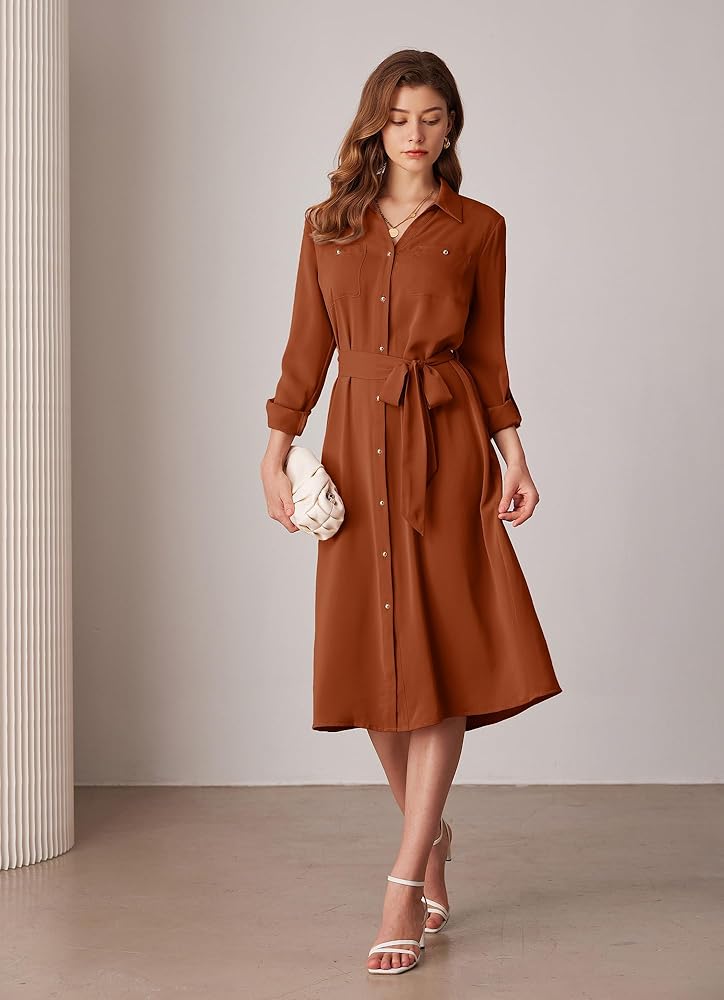 Vestido Camisero De Lino Y Algodón De Verano Para Mujer, Vestido De Media Manga Con Botones Y Solapa De Color Sólido A La Moda Compra Barata En