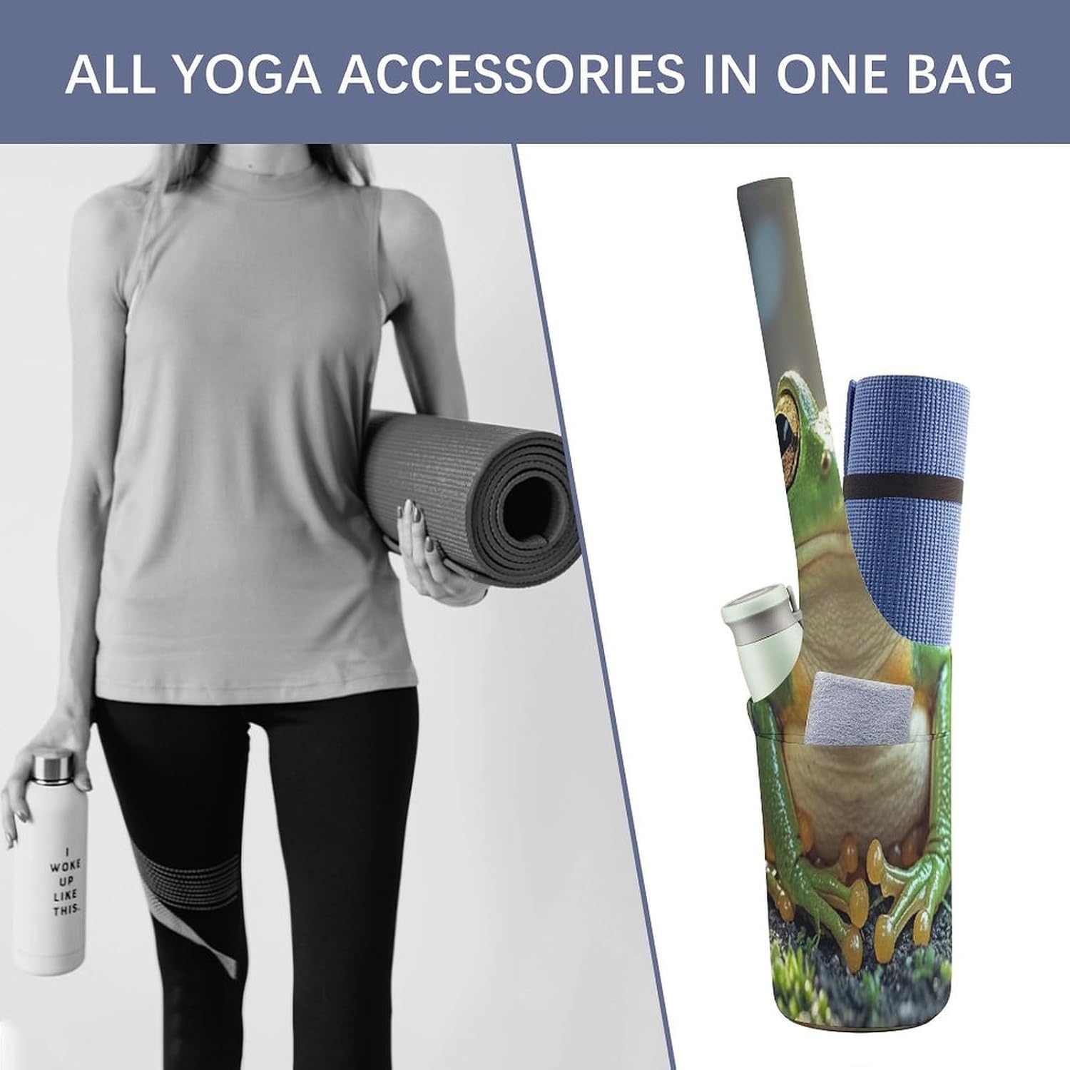 Cute Frog Canvas Yoga Mat Bag Pilates Bag image 4