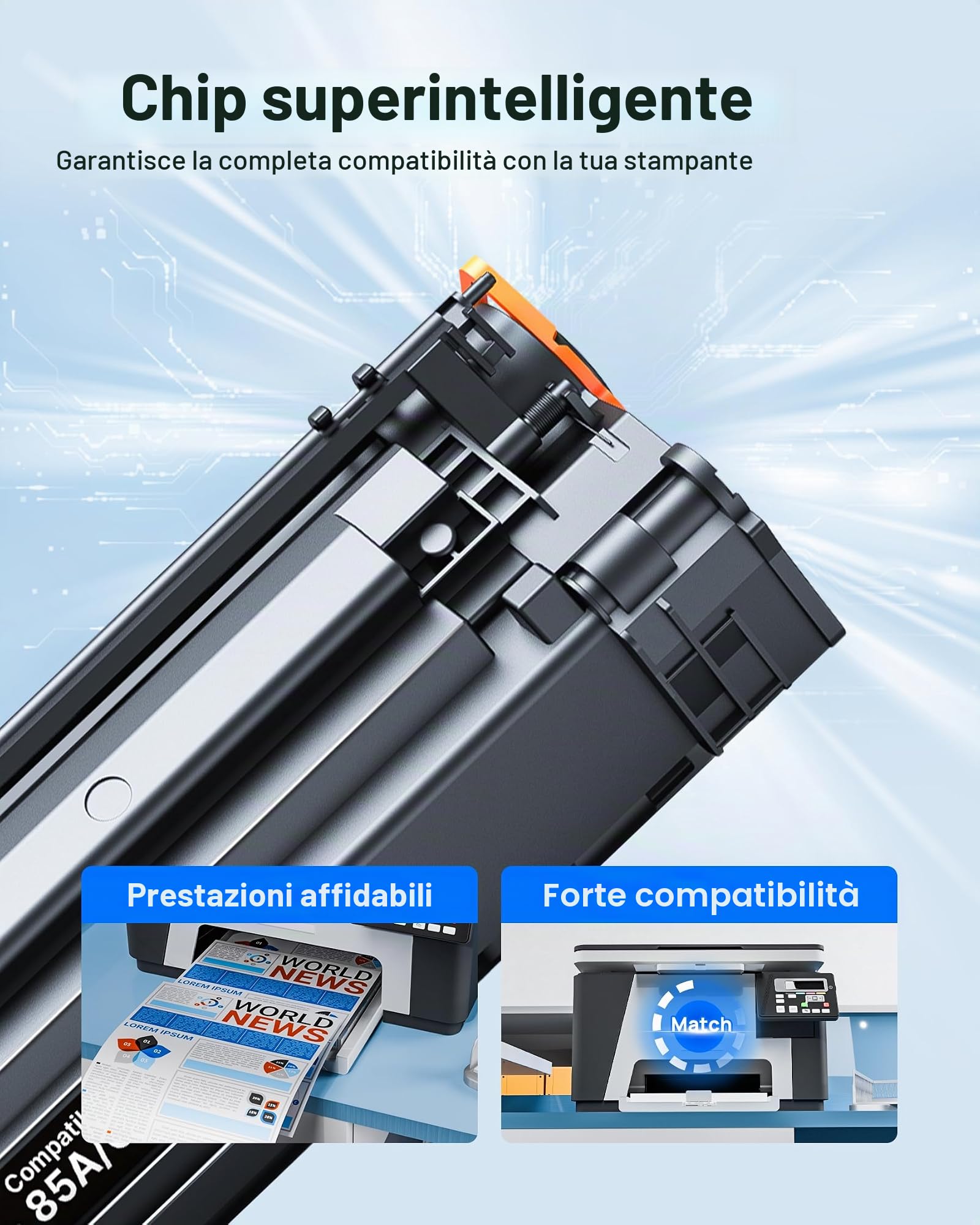 GPC Image 85A Compatibili per HP 85A CE285A per Toner HP Laserjet Pro P1102 P1102W M1132 M1212 M1212NF P1109W M1130 M1132MFP M1217NFW (Nero, 2-Pack)